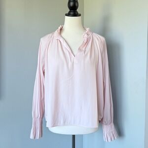 Philosophy Ruffled Neck Blouse Long‎ Sleeve Blush Pink XS